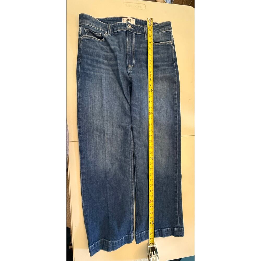 Paige Leenah Ankle High Rise Wide Leg Jeans Womens 29 Blue Denim Casual Hem - Picture 9 of 9